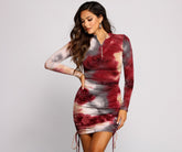 Robe mini froncée tie dye rétro Keeping Knit